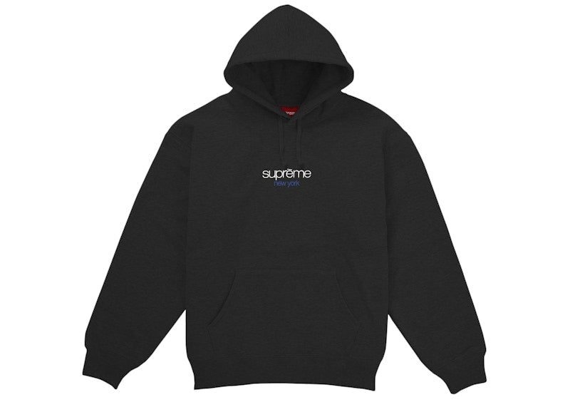 Supreme Classic Logo New York Shop Hooded Sweatshirt Black