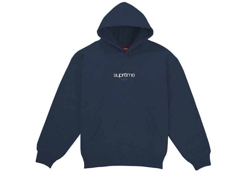 Supreme Classic Logo Tokyo Shop Hooded Sweatshirt Navy