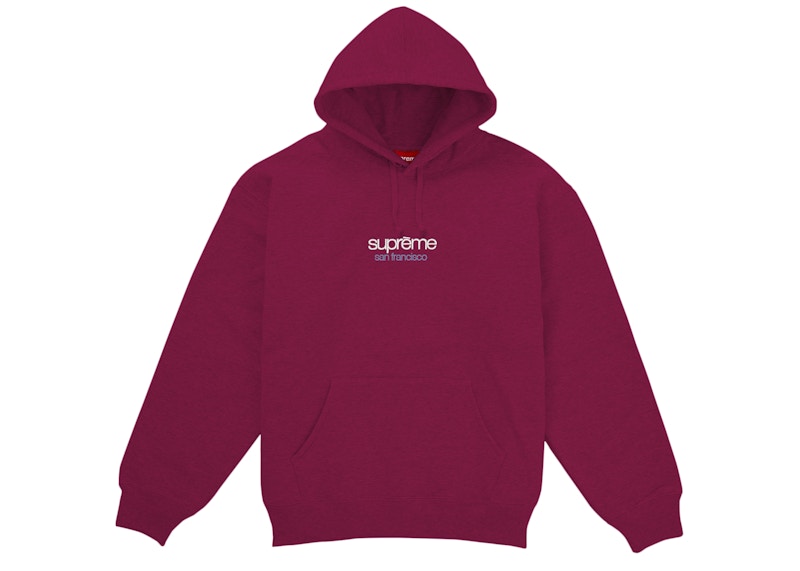 Supreme Classic Logo San Francisco Shop Hooded Sweatshirt Red