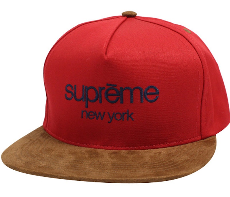 Supreme Classic Logo Suede Cap Red