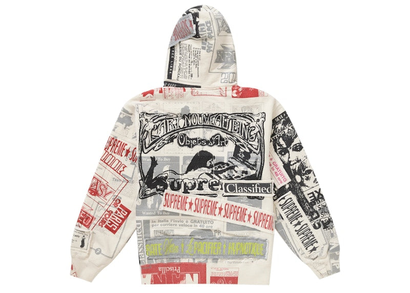 Supreme Collage Zip Up Hooded Sweatshirt White