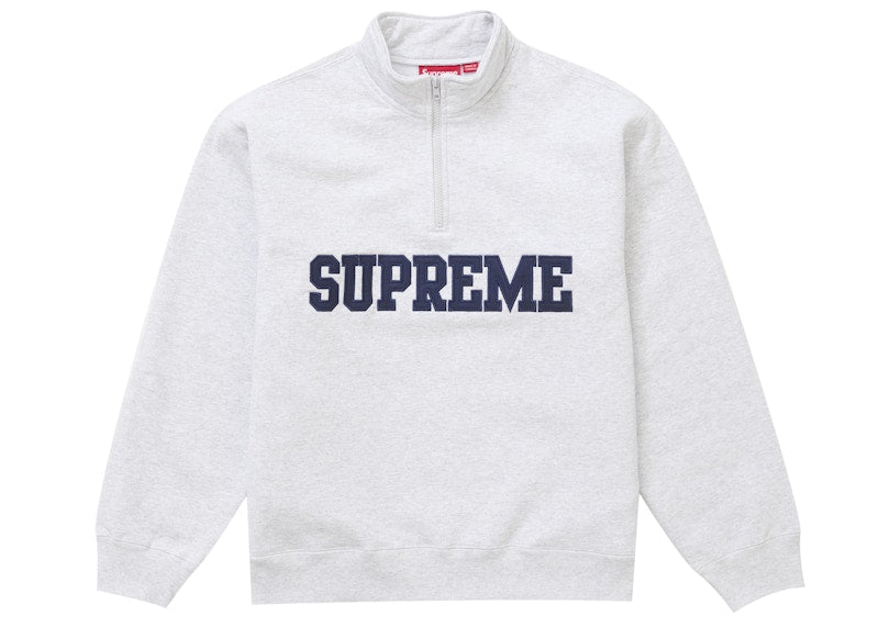 Supreme Collegiate Half Zip Pullover Ash Grey