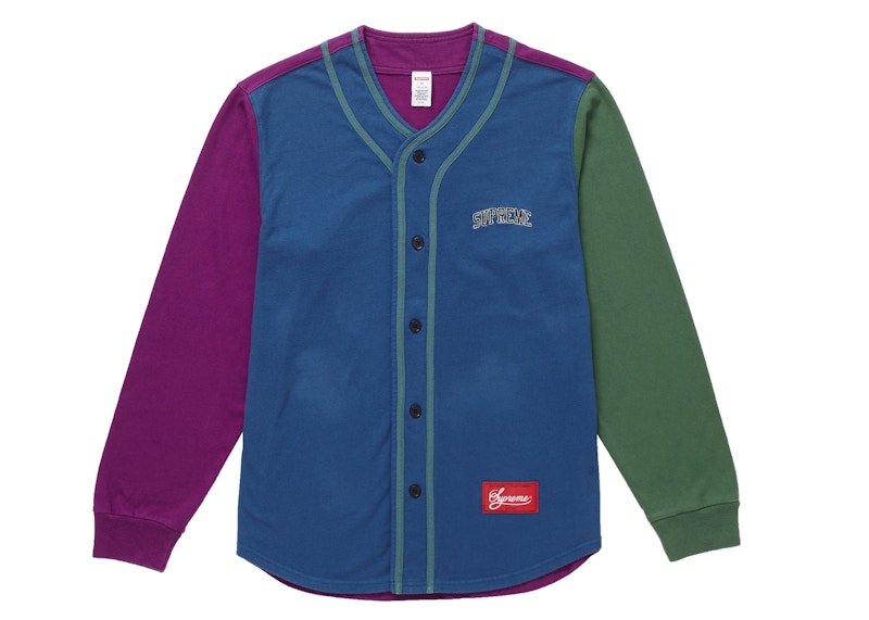 Supreme Color Blocked Baseball Top Navy