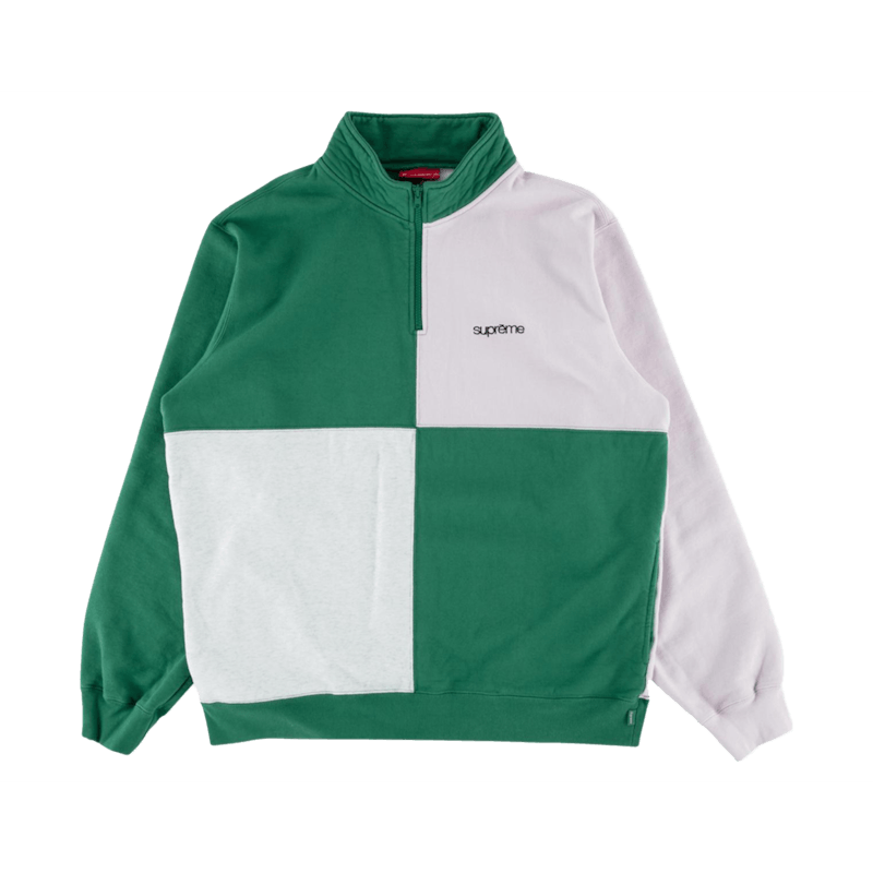 Supreme Color Blocked Half Zip Sweatshirt Light Pine