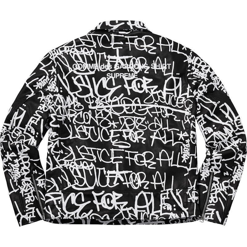 Supreme Comme des Garcons SHIRT Schott Painted Perfecto Leather Jacket Black
