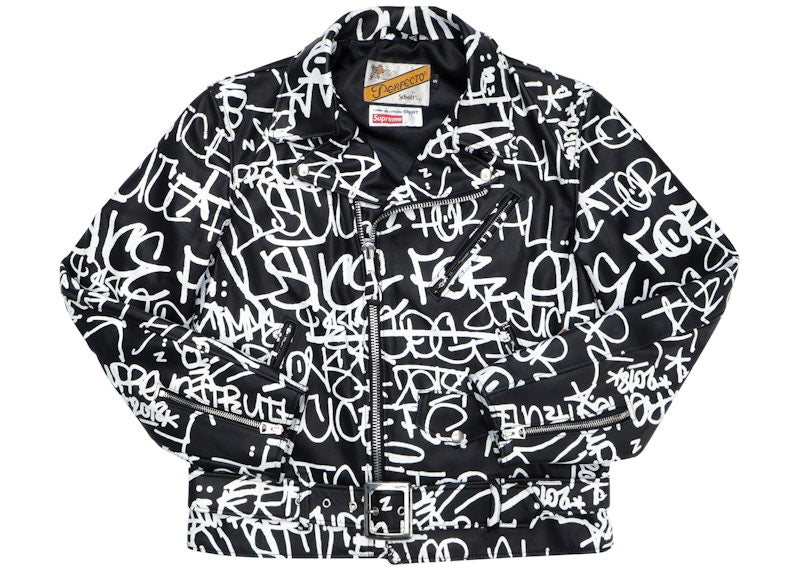 Supreme Comme des Garcons SHIRT Schott Painted Perfecto Leather Jacket Black
