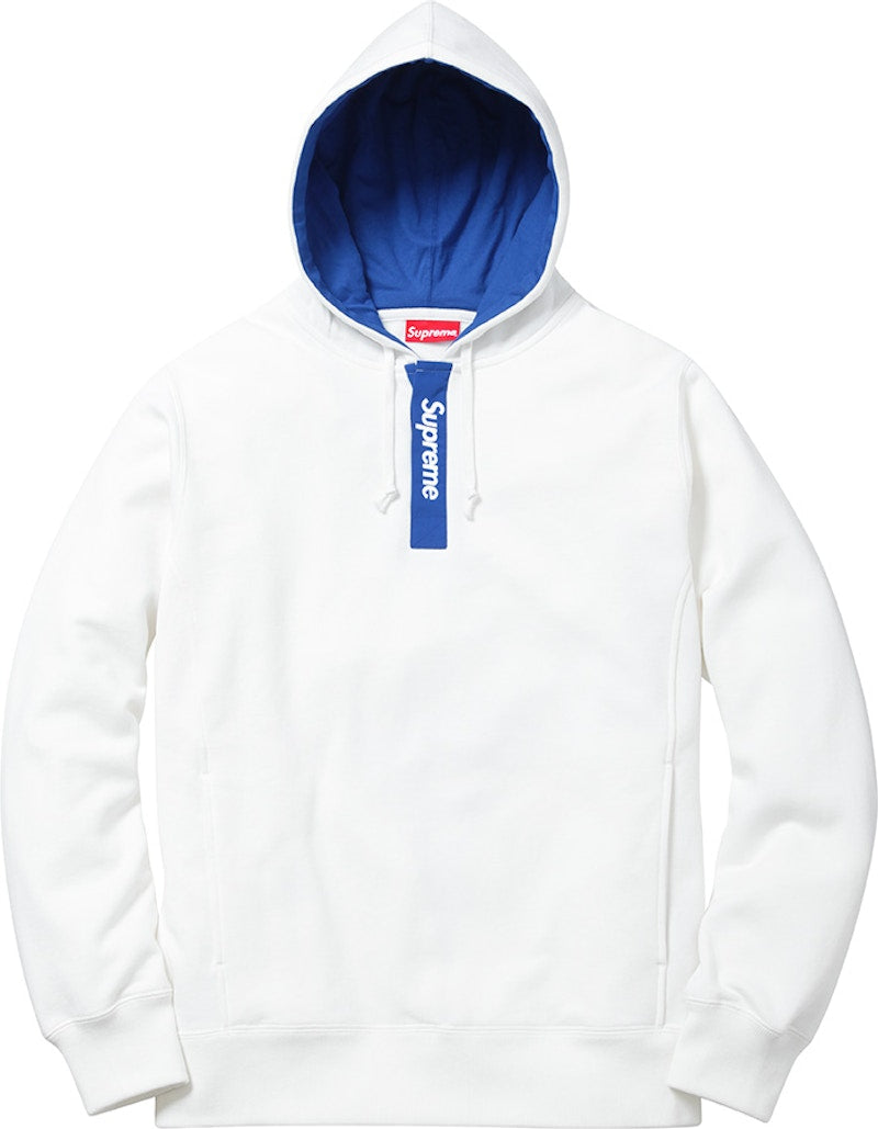 Supreme Contrast Plackett Hooded Sweatshirt White