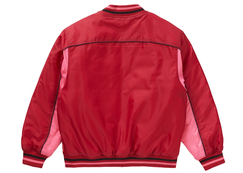 Supreme Contrast Script Varsity Jacket Red