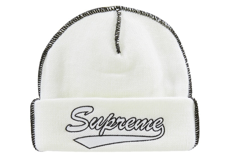 Supreme Contrast Stitch Beanie (FW22) White