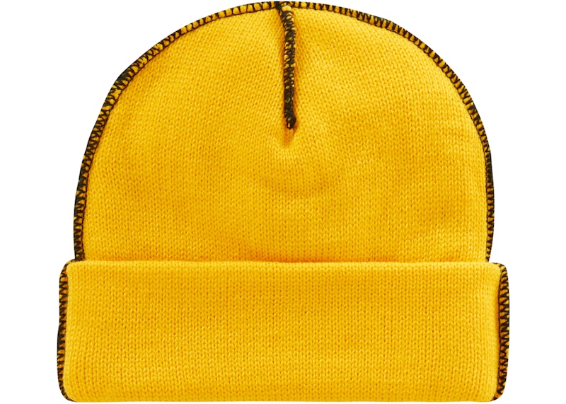 Supreme Contrast Stitch Beanie (FW22) Yellow