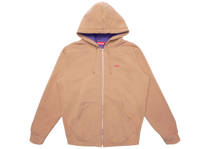 Supreme Contrast Zip Up Hooded Sweatshirt Light Brown