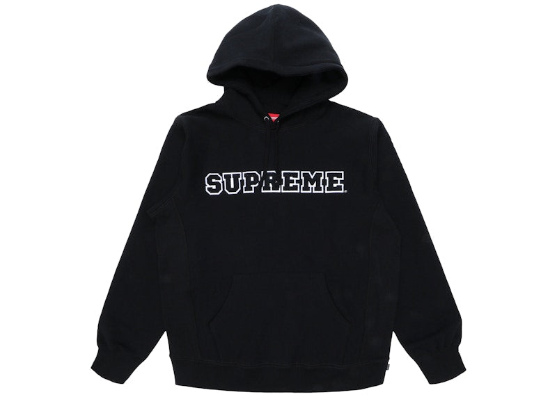 Supreme Cord Collegiate Logo Hooded Sweatshirt Black