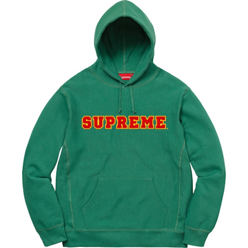 Supreme Cord Collegiate Logo Hooded Sweatshirt Light Pine