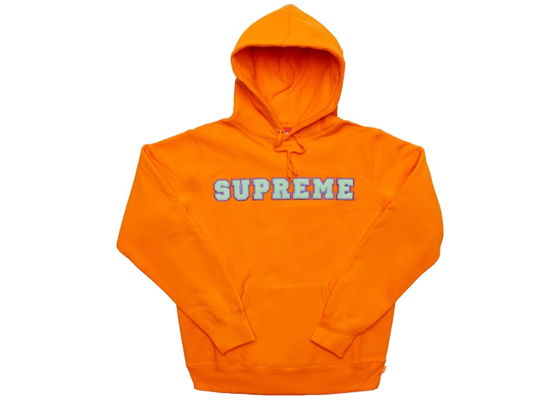 Supreme Cord Collegiate Logo Hooded Sweatshirt Orange