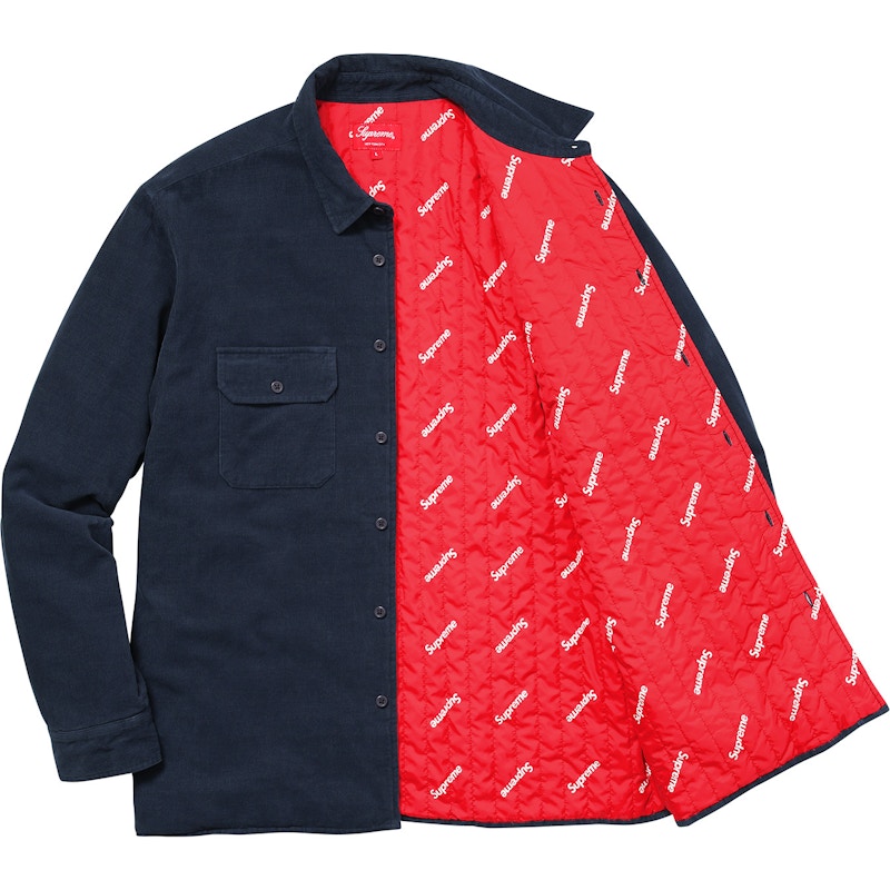 Supreme Corduroy Quilted Shirt Navy