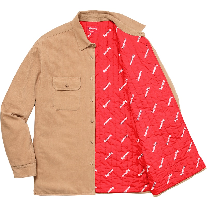 Supreme Corduroy Quilted Shirt Tan
