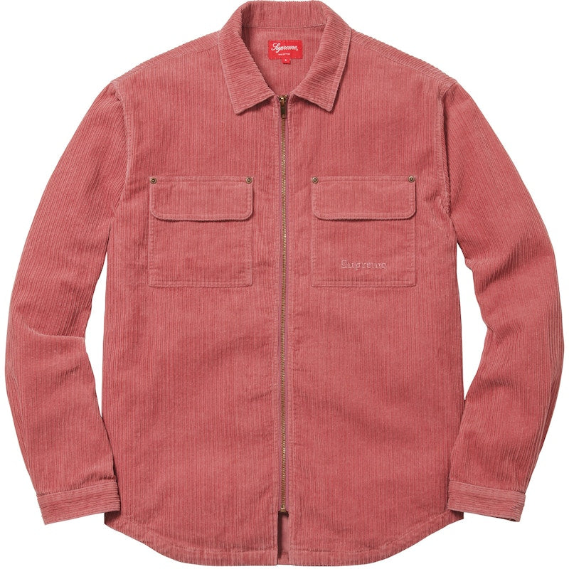 Supreme Corduroy Zip Up Shirt Rose