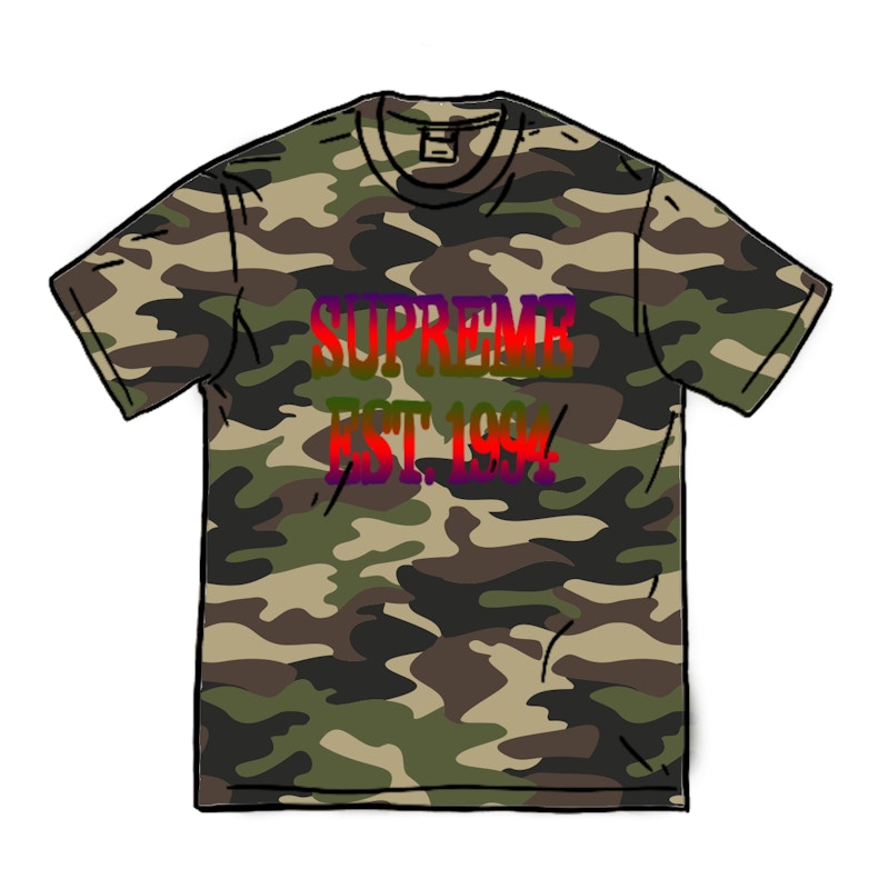 Supreme Cotton Mesh Gradient Logo S/S Top Woodland Camo