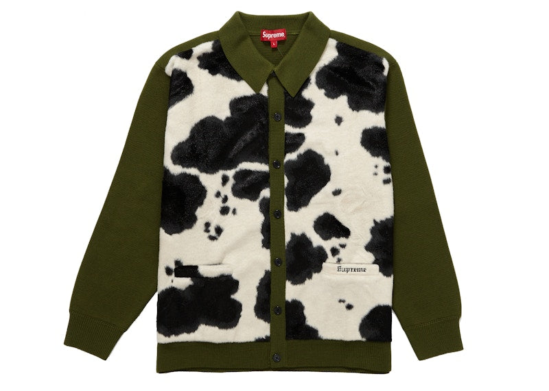 Supreme Cow Print Cardigan Moss