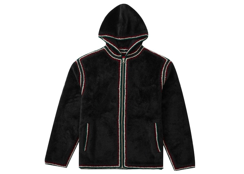 Supreme Crochet Edge Hooded Zip Up Top Black