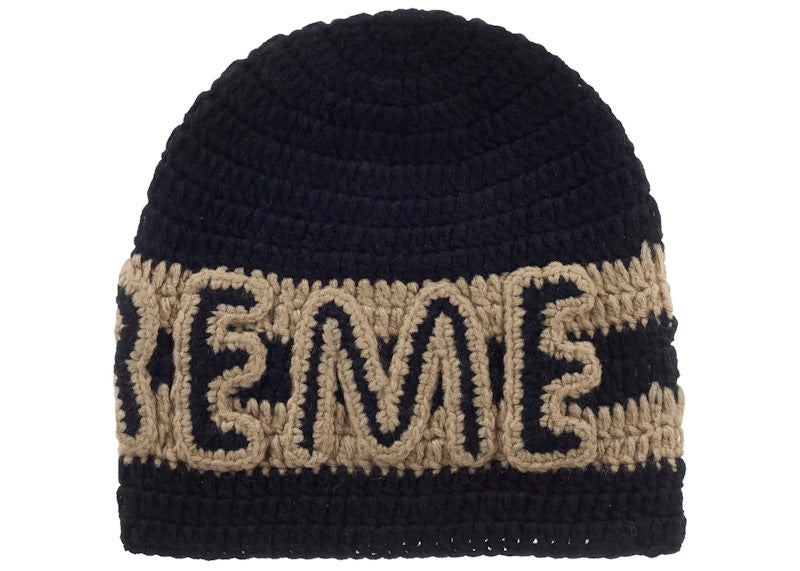 Supreme Crochet Logo Beanie Black