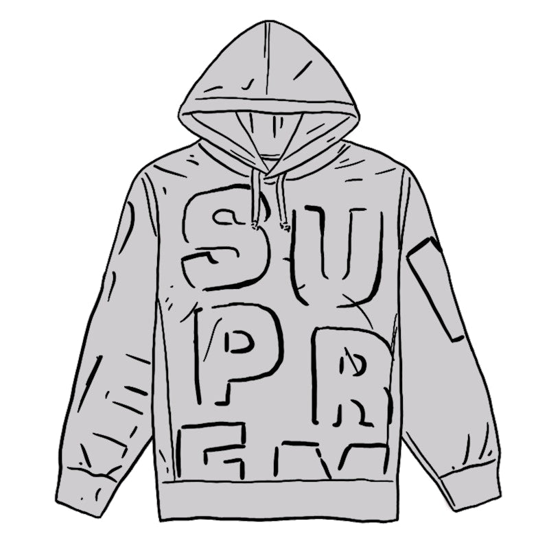 Supreme Cutout Letters Hooded Sweatshirt Heather Grey