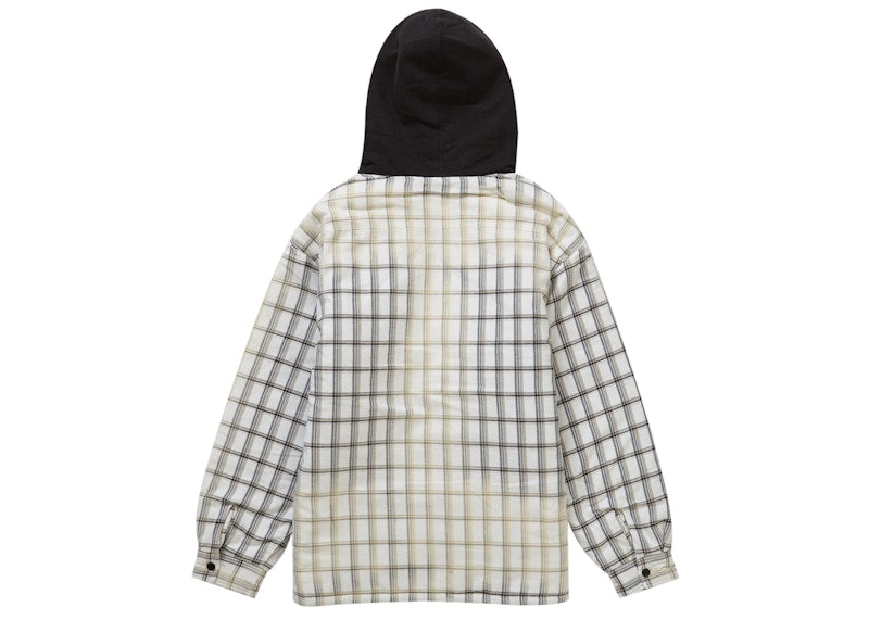 Supreme Dickies Plaid Hooded Zip Up Shirt White