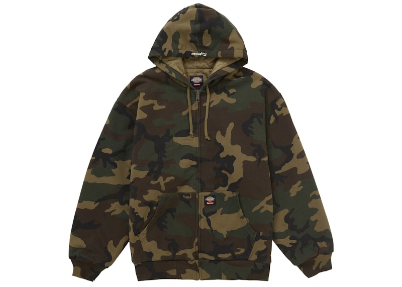 Supreme Dickies Quilted Lined Zip Up Hooded Sweatshirt (FW25) Woodland Camo