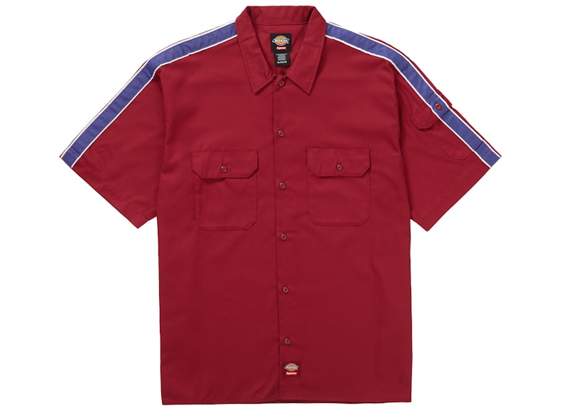 Supreme Dickies Stripe S/S Work Shirt Maroon