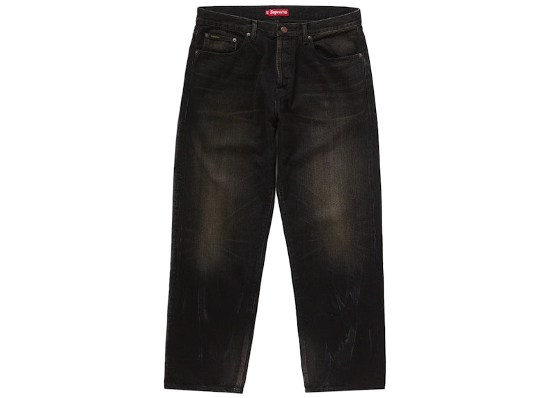 Supreme Distressed Loose Fit Selvedge Jean (FW24) Washed Black