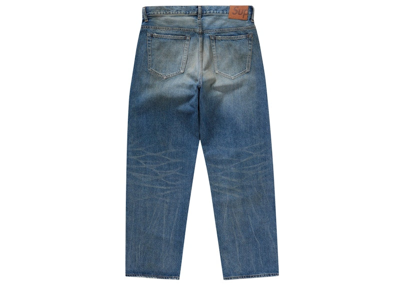 Supreme Distressed Loose Fit Selvedge Jean (FW24) Washed Indigo
