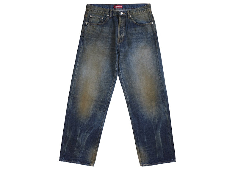 Supreme Distressed Loose Fit Selvedge Jean (FW25) Washed Indigo