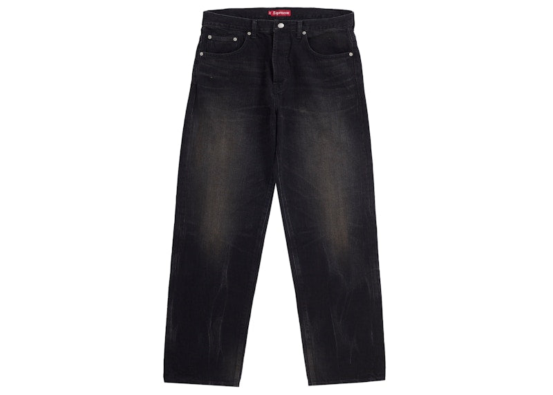 Supreme Distressed Loose Fit Selvedge Jean (SS25) Washed Black