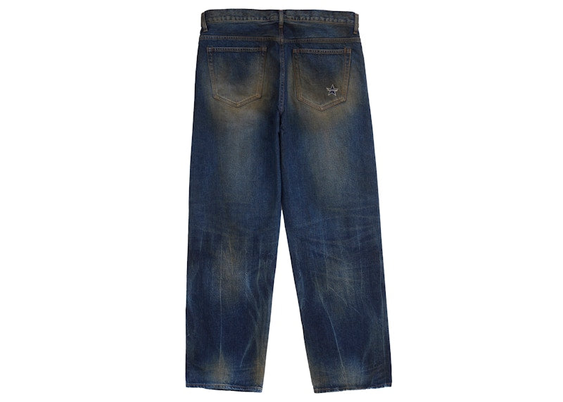 Supreme Distressed Loose Fit Selvedge Jean (SS25) Washed Indigo