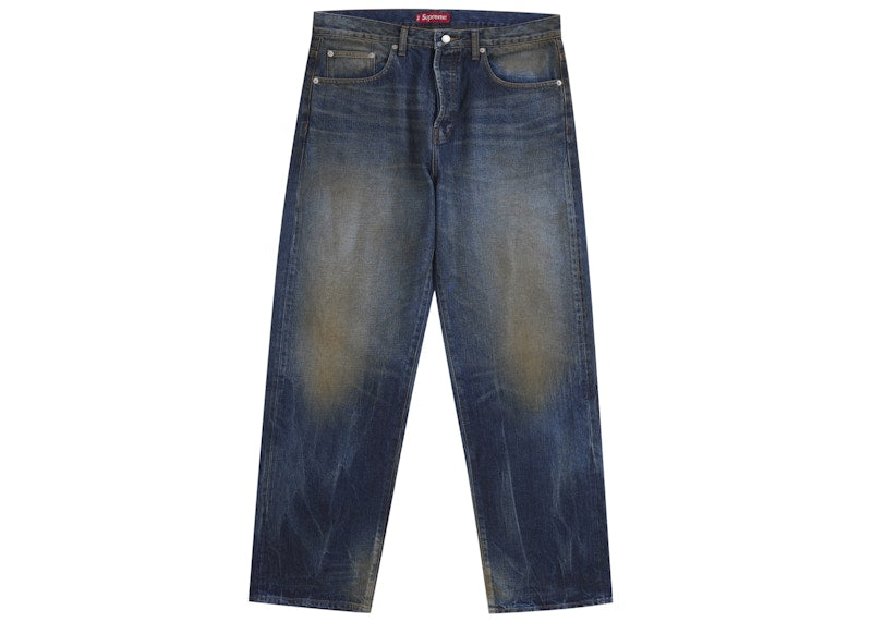 Supreme Distressed Loose Fit Selvedge Jean (SS25) Washed Indigo