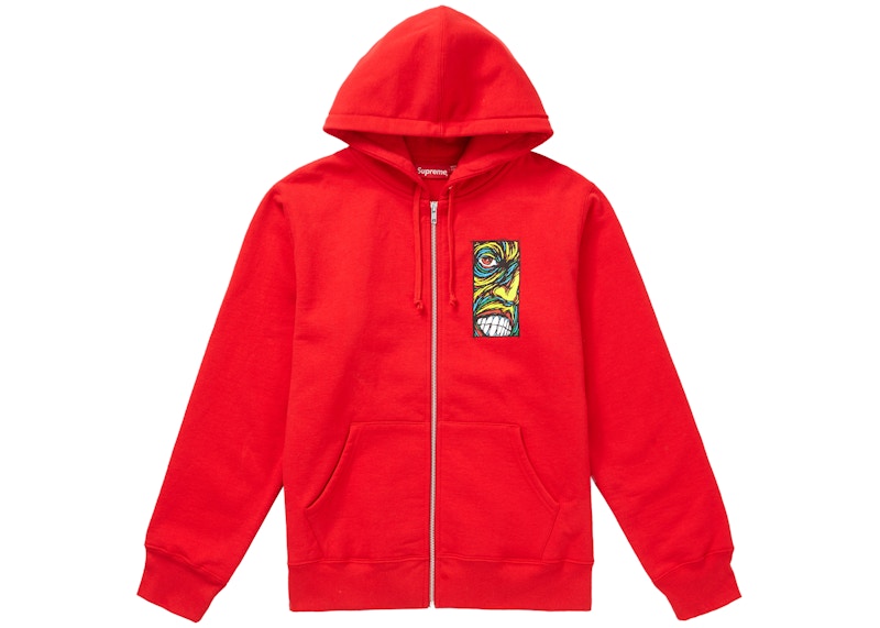 Supreme Disturbed Zip Up Hooded Sweatshirt Red