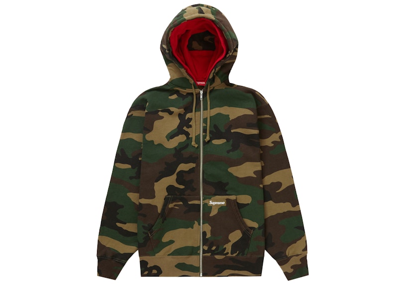 Supreme Double Hood Facemask Zip Up Hooded Sweatshirt Woodland Camo