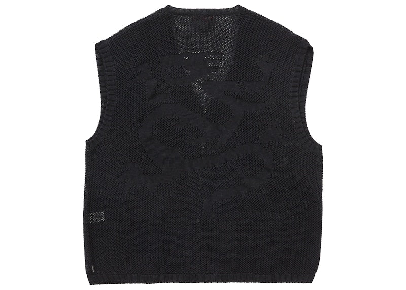 Supreme Dragon Zip Up Sweater Vest Black