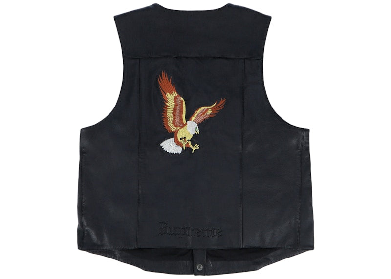 Supreme Eagle Leather Vest Black