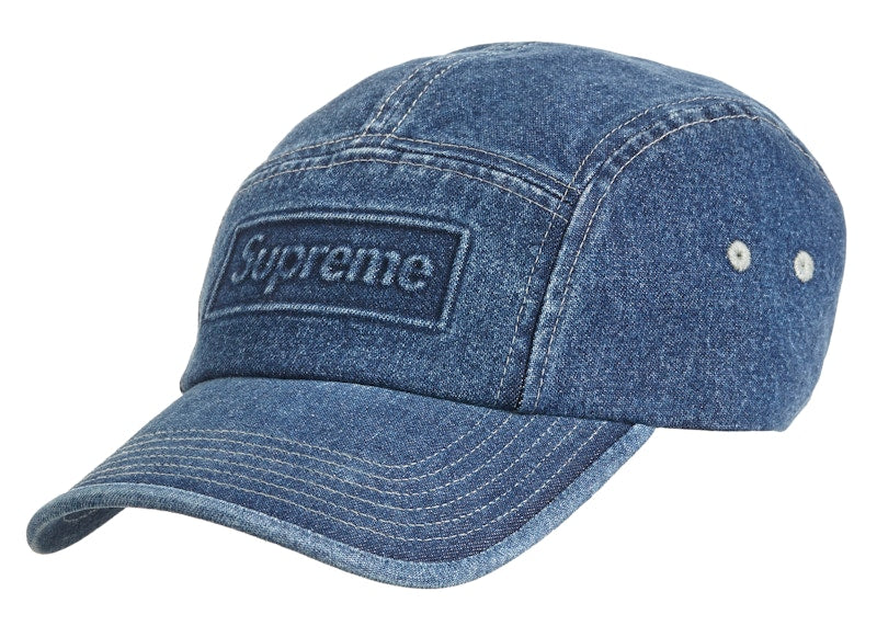 Supreme Embossed Denim Camp Cap Blue