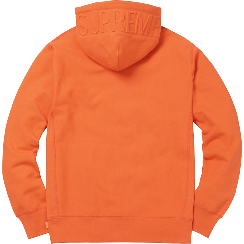 Supreme Embossed Logo Hooded Sweatshirt Bright Orange