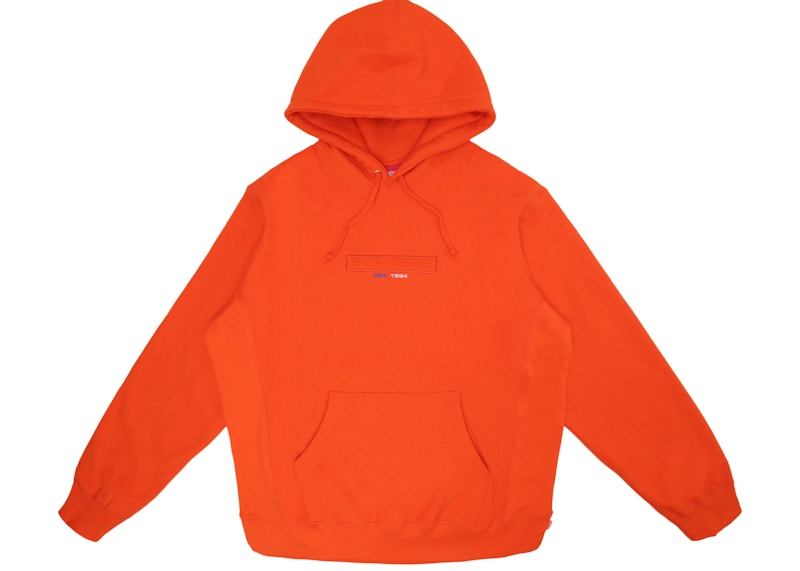 Supreme Embossed Logo Hooded Sweatshirt (SS18) Dark Orange
