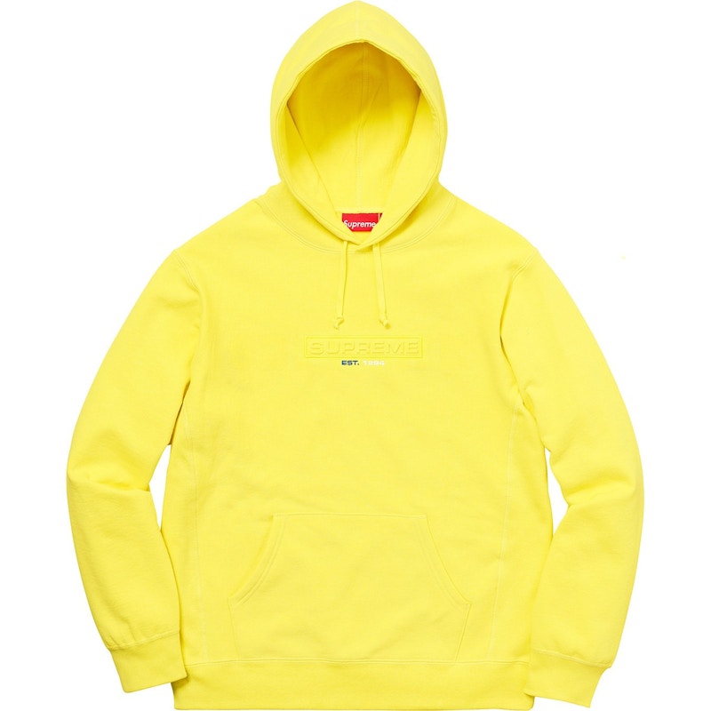 Supreme Embossed Logo Hooded Sweatshirt (SS18) Lemon