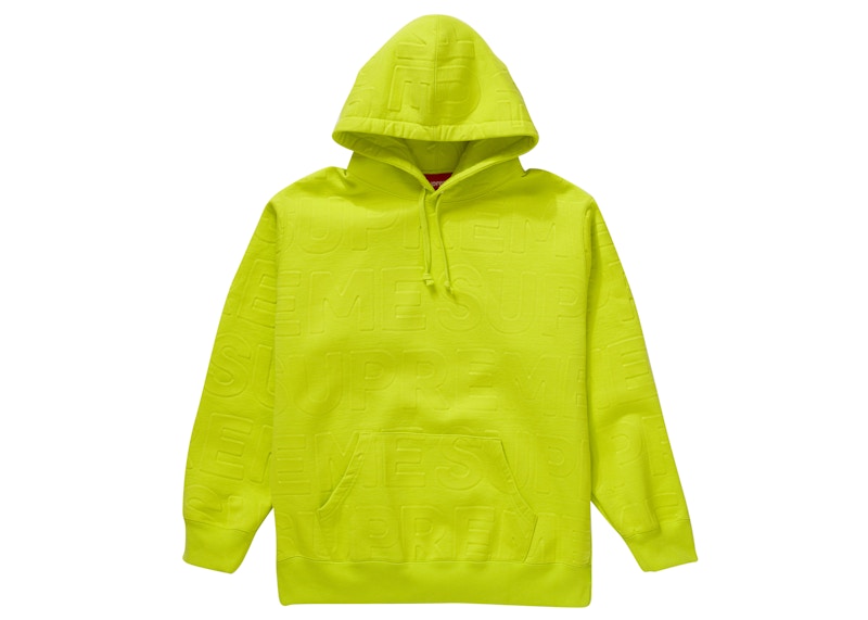 Supreme Embossed Logos Hooded Sweatshirt Acid Green