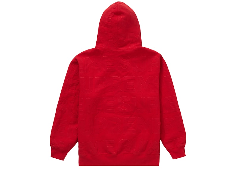 Supreme Embossed Logos Hooded Sweatshirt Red
