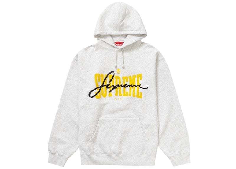 Supreme Embroidered Chenille Hooded Sweatshirt Ash Grey
