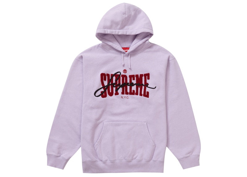 Supreme Embroidered Chenille Hooded Sweatshirt Pale Purple