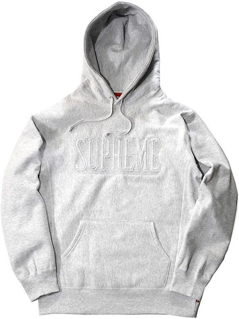 Supreme Embroidered Outline Hooded Sweatshirt Grey