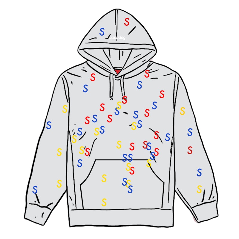 Supreme Embroidered S Hooded Sweatshirt Ash Grey