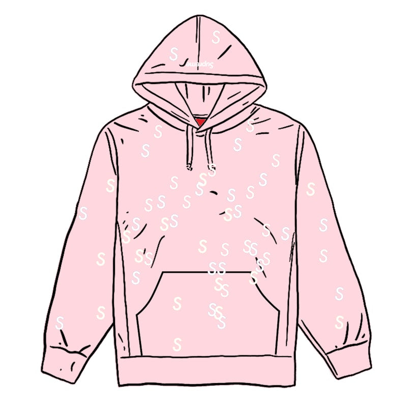 Supreme Embroidered S Hooded Sweatshirt Light Pink
